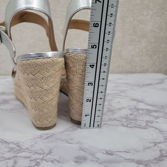 Report Citrine Espadrille Wedge Platform Heel Sandal Metallic Silver 11M - Picture 8 of 14